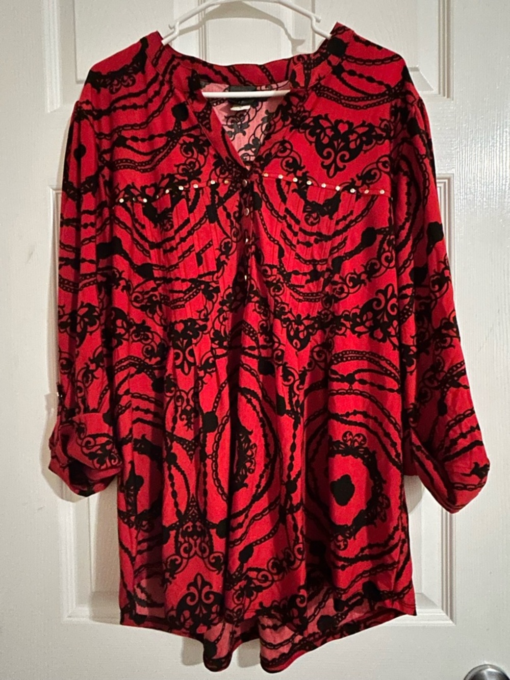 Red and Black Printed Women's Tunic Top by